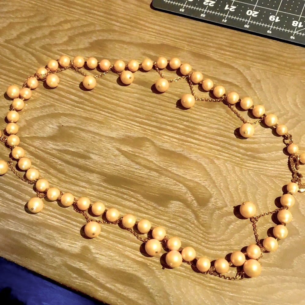 J Crew long faux pearl necklace